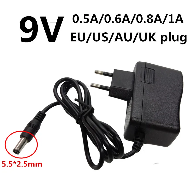 DC5.5mm 9V 0.5A 0.6A 0.8A 1A AC/DC адаптер 500mA 600mA 800mA 1000mA адаптер питания Универсальный EU US UK AU переходник
