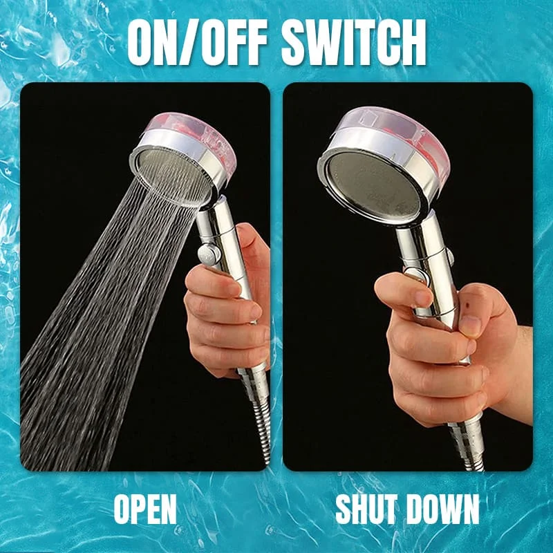 

Shower Head Water Saving Flow 360 Degrees Rotating with Small Fan ABS Rain High Pressure Spray Nozzle Bathroom Accessories