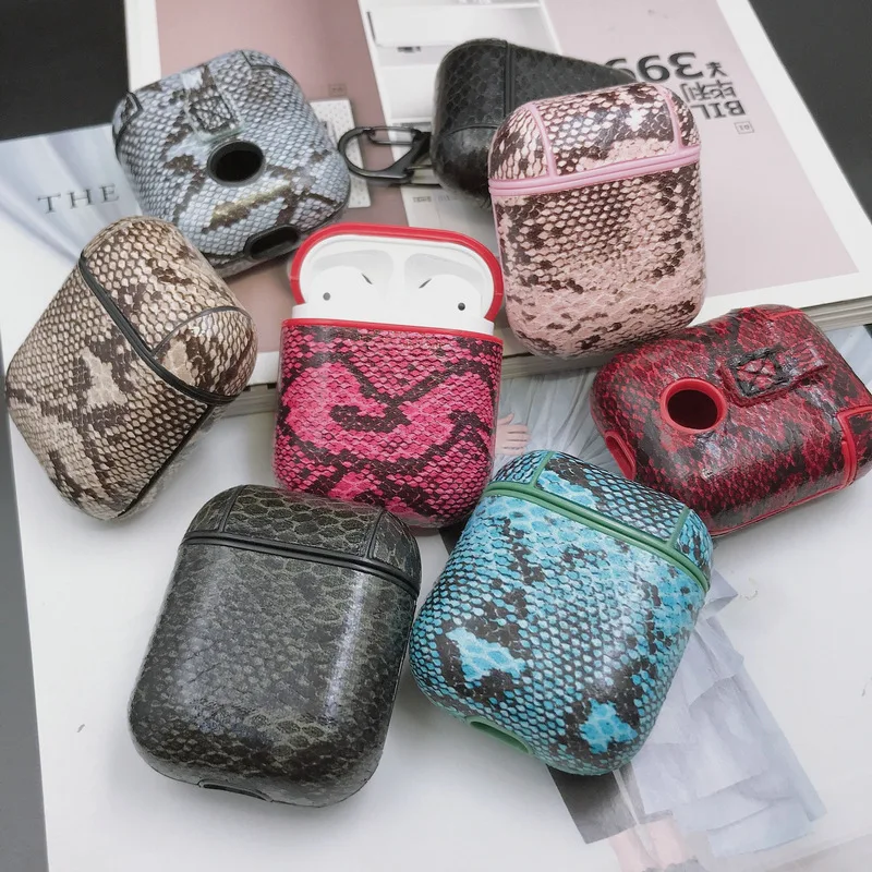 Airpods чехол из искусственной кожи гарнитура Набор Apple Bluetooth змея Бизнес