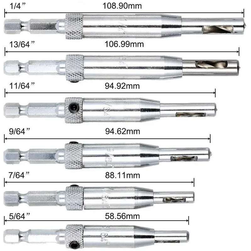 

6Pcs Hinge Drill Bit,Self Centering Hinge Cabinet Door Wood Drill Bit Set for Woodworking, Door Window Drill Bits