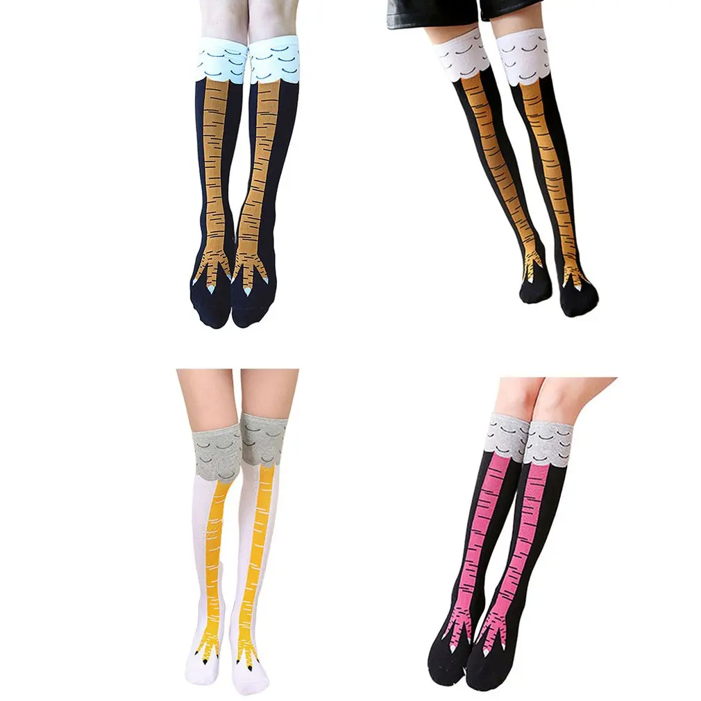 Теплые хлопковые Гольфы модная курица для девочек забавные носки с принтом