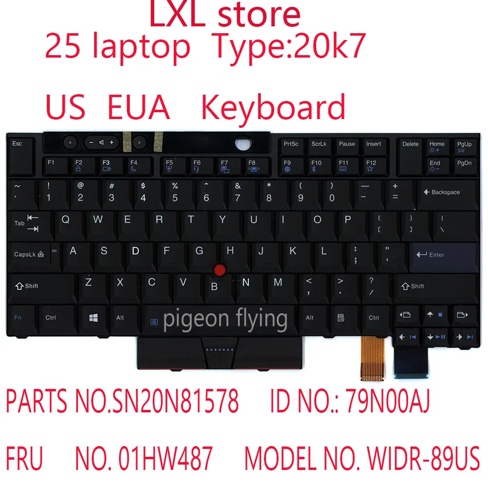 WIDR 89US для Thinkpad 25 Клавиатура ноутбука США EUA части №: SN20N81578 идентификационный