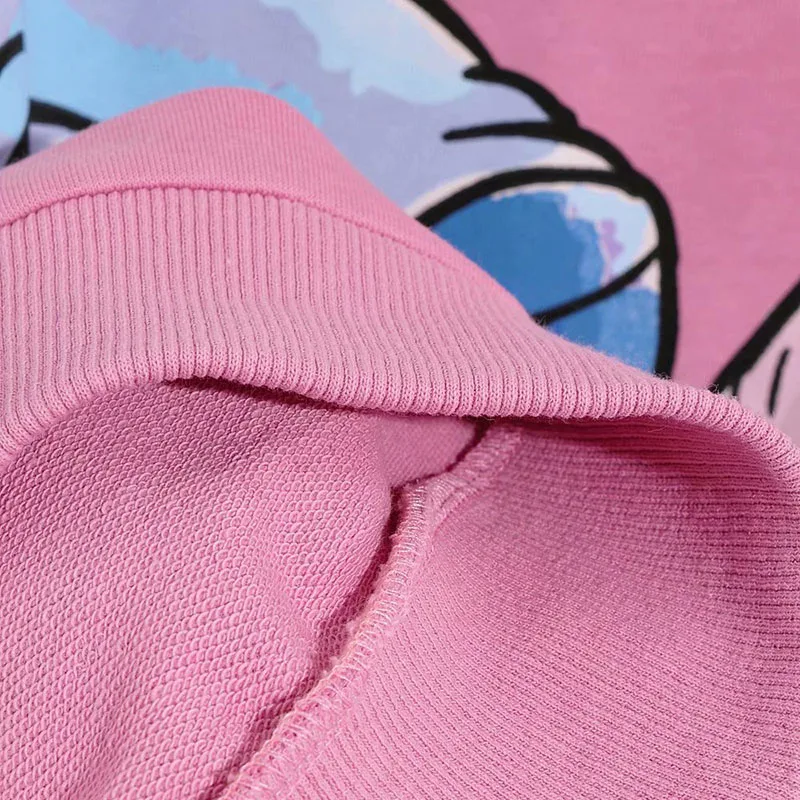 

Disney Stitch Angel Sweatshirt Women Vintage Harajuku Streetwear O-Neck Long Sleeve Pullover Female Cartoon Casual Tops Femme