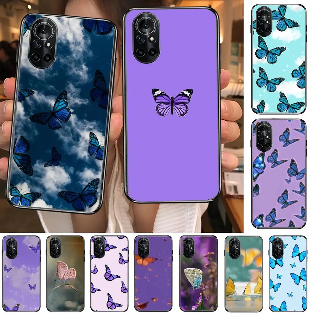 

Beautiful Butterfly Pattern Clear Phone Case For Huawei Honor 20 10 9 8A 7 5T X Pro Lite 5G Black Etui Coque Hoesjes Comic Fas
