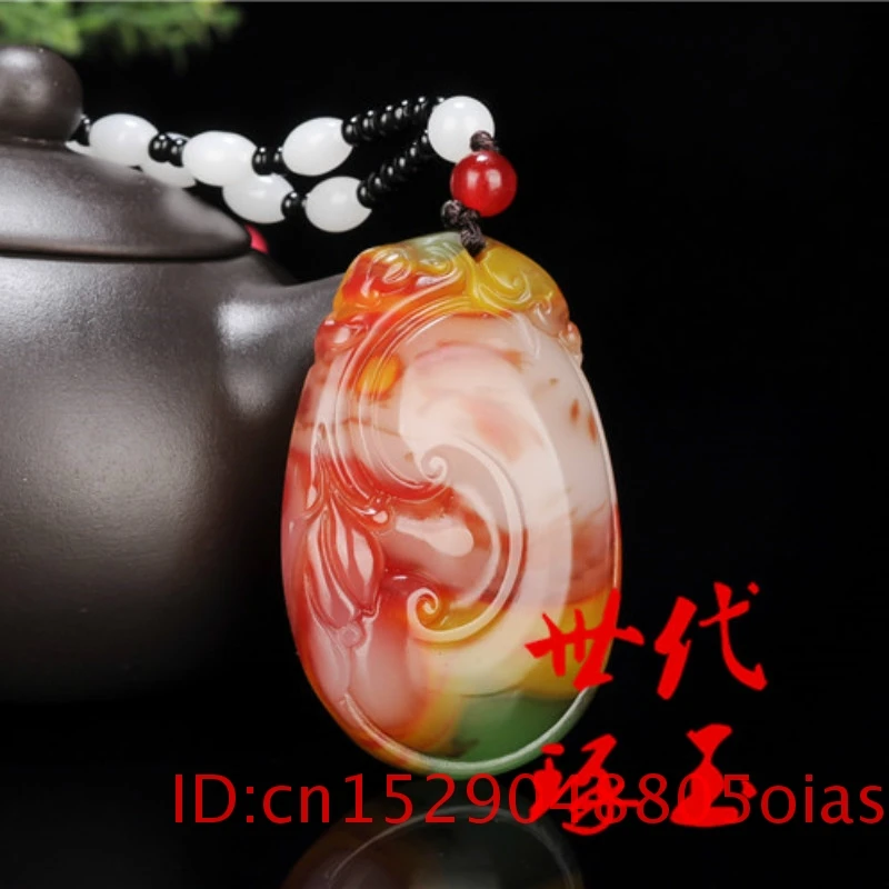 Натуральный цвет китайский Нефритовый дракон руйи кулон бусы ожерелье модный