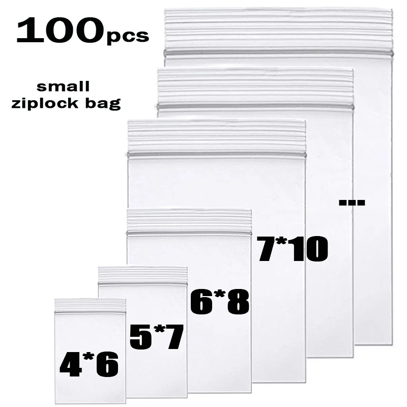 100 шт./лот толстые прозрачные пакеты на молнии пищевая посылка сумка для хранения