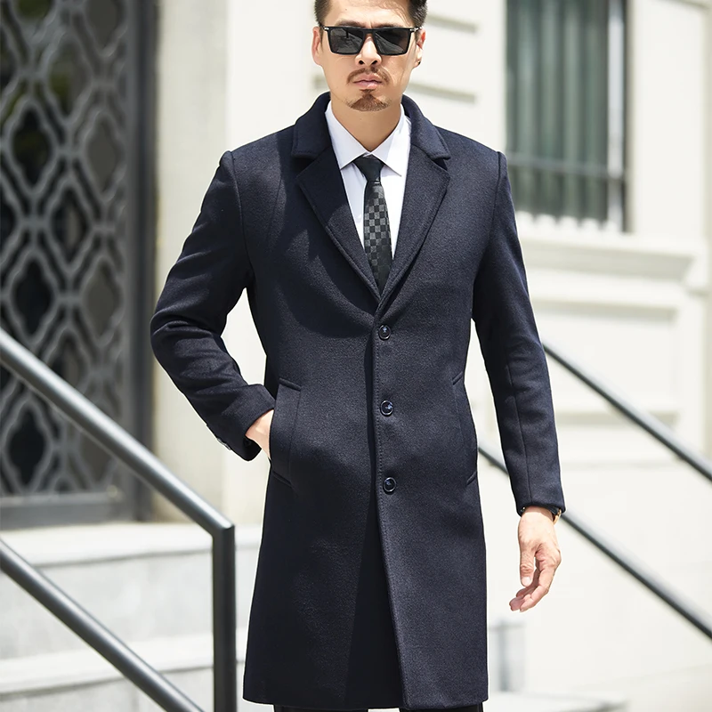 

Winter Men's Woolen Coat parka Long Jackets Slim Overcoat Warm Collar Business Mens Windbreaker Winter casual Wool high quality