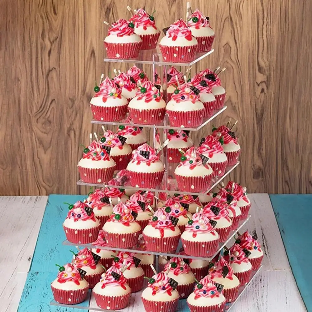 

Cupcake Stand Dessert Stand 5 Tier Cake Disc Easy Disassemble Acrylic Cupcake Tower Display Baking Tools Birthday Cake Stand