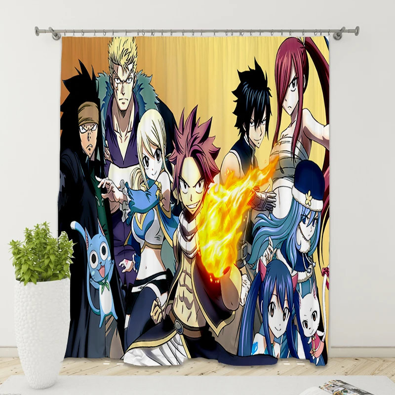 Популярные занавески в стиле аниме с рисунком Феи хвоста для детской спальни