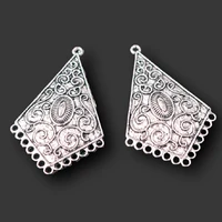 6pcs silver plated geometric style swirl pattern connector bohemian earrings metal accessories diy charms jewelry crafts making
