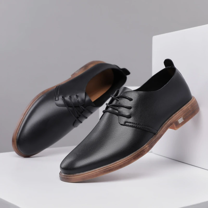 New Men's Dress Shoes Casual Real Leather Men Business Office Footwear Spring Autumn Non-Slip Formal Oxford For | Обувь