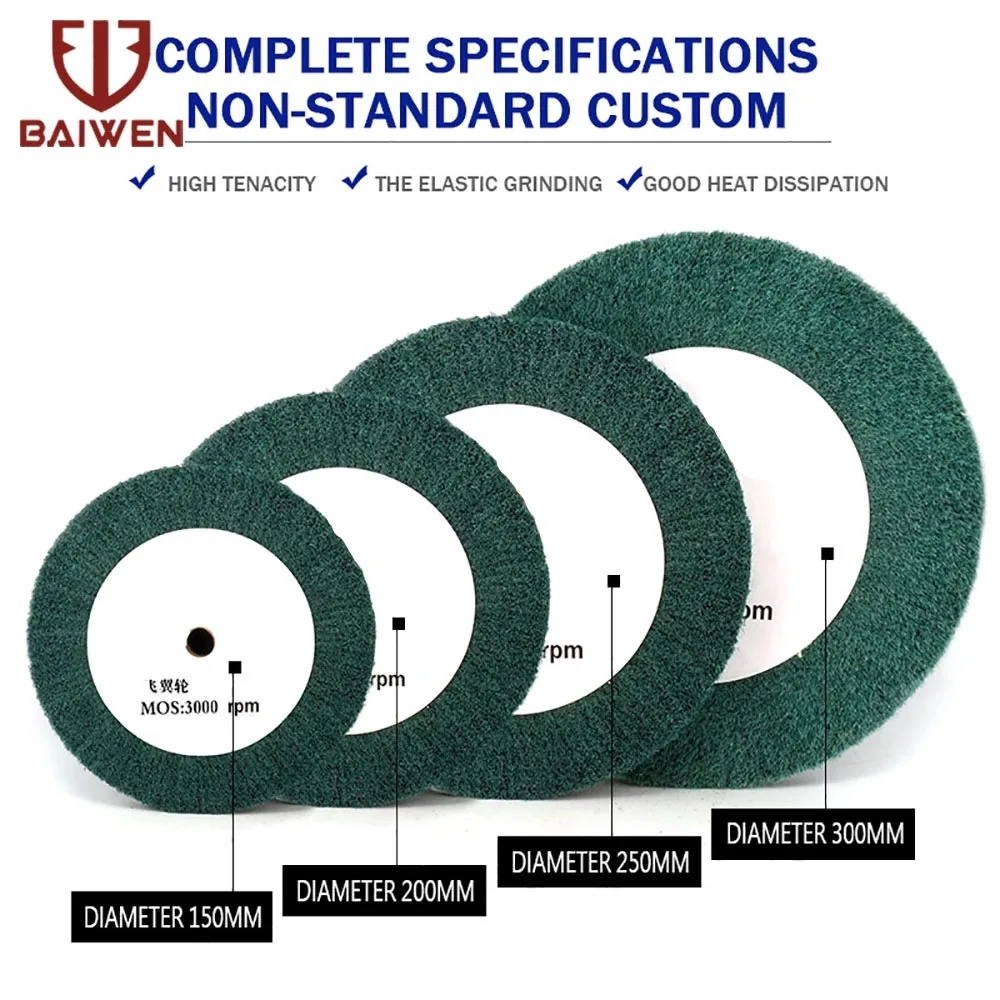 

100mm/200mm/300mm Non-woven Scouring Pad Grinding Wheel Flap Mop Polishing Wheel Disc 180Grit Thick 1Pc