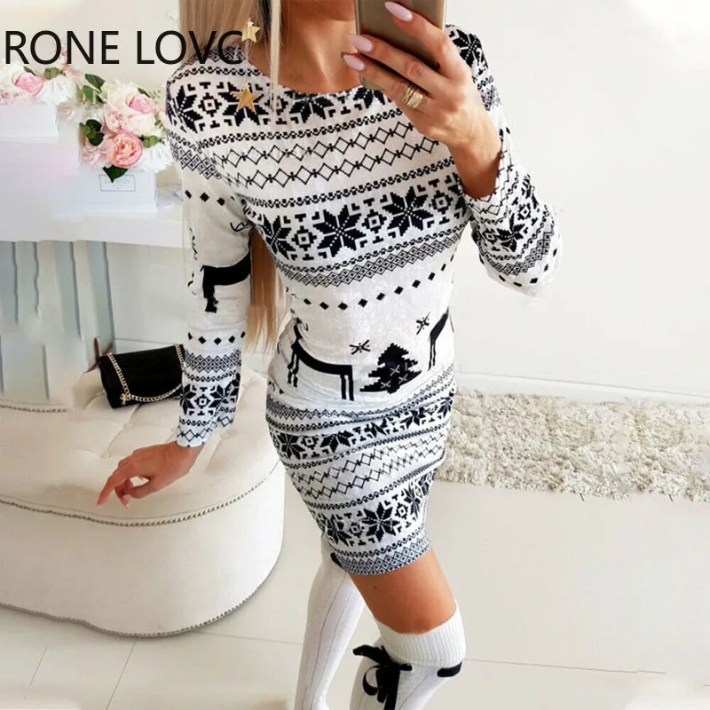 

Women Elegant Round Collar Long Sleeves New Winter Big Yards Christmas Dress