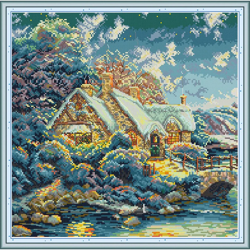 

Everlasting Love House In The Hills Chinese Cross Stitch Kits Ecological Cotton Clear Stamped 14CT DIY Gift Christmas Decoration