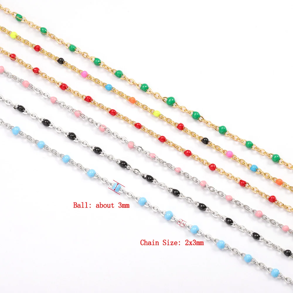 

2Meters Gold Necklace Stainless Steel Chain Roll Enamel Metal Chain Accessories For Jewelry Making Chain Components DIY