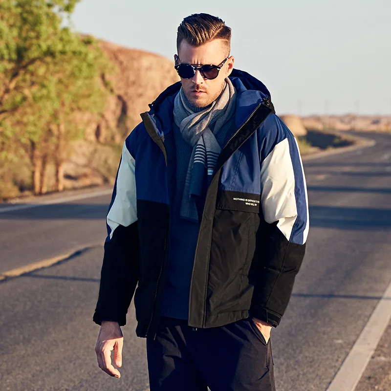 Бренд Enjeolon мужской зимний пуховик Толстая теплая контрастная цветная