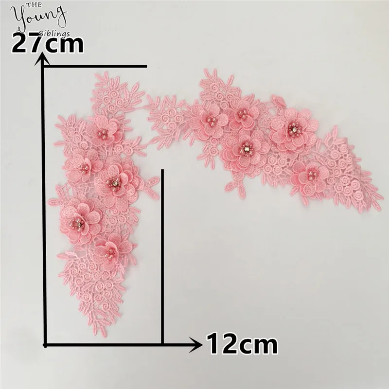 Новое поступление Розовый 3D цветок кружевной воротник DIY швейная Наклейка ABS