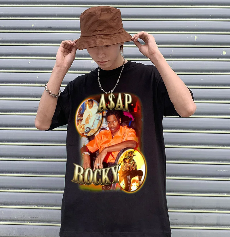 

2021 New Harajuku Asap Funny Porait ic thetics Print T-shis Sho Mouwen Tops Ts Casl Loss T-shi Summer