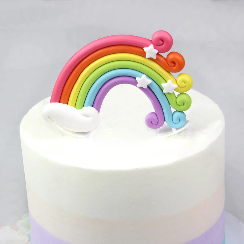 rainbow Cyuan Единорог день рождения торт крылья Декор мультфильм Единорог Торт Топперы День Рождения украшения Дети Кекс обертки торт Топпер - Цвет: rainbow