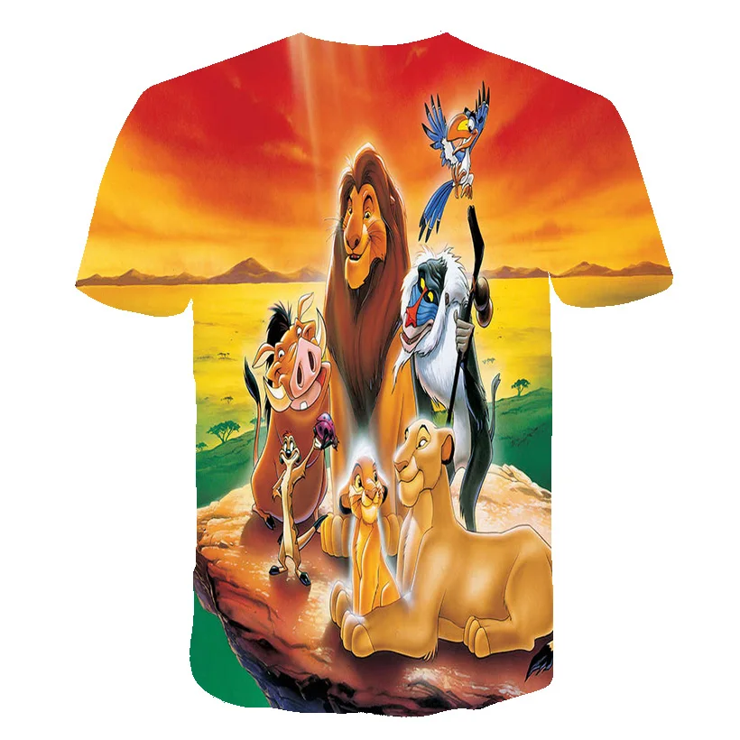 

Summer 3D printing fashion children's T-shirt cartoon lion king Casual cool T-shirt street clothing 4T-14T