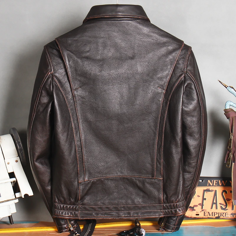 

JCHB 2021 Genuine Leather Jacket Man Short Cowhide Mens Jackets and Coats Vintage Men Clothing Spring Autumn Hommes Veste Pph25