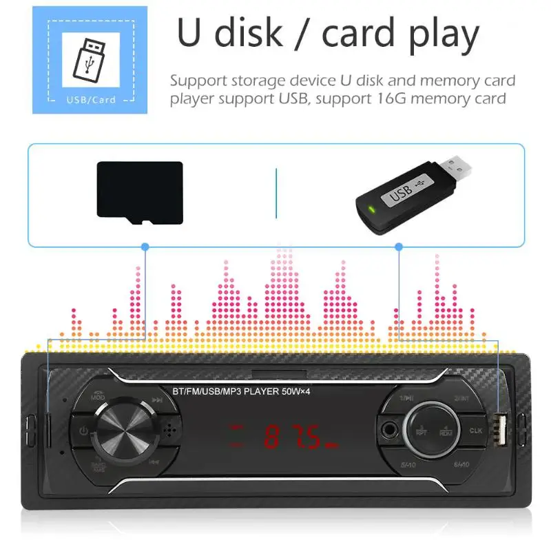 8818 Single Head Unit MP3 Player Practical Operation Simple Conveninently Bluetooth-compatible AUX FM Radio Digital Receiver | Автомобили