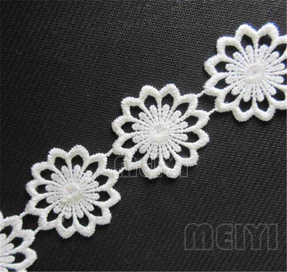 2 ярда цвета слоновой кости белый цветочный полиэстер вышитые кружева край