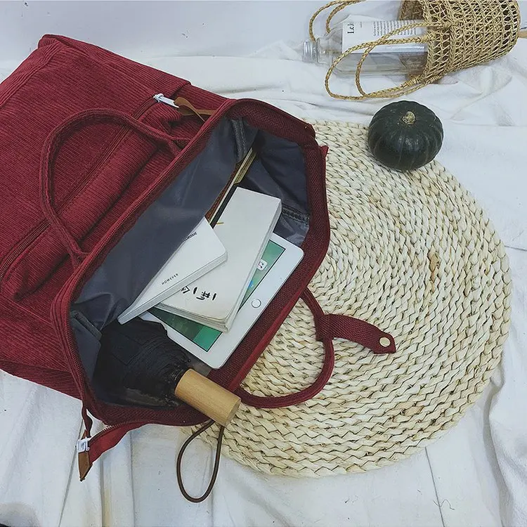 

Corduroy Laptop Backpack Solid Color Women Casual Travel Bag Student School Bags Teenager Girls Fashion Large Capacity Rucksuck