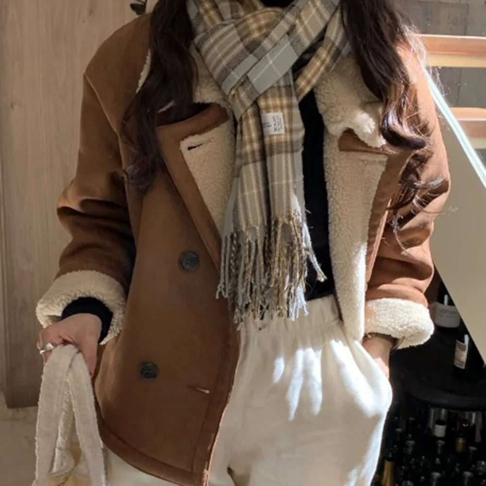 

Женская Стеганая куртка из овечьей шерсти, мягкая стеганая куртка в Корейском стиле, модель 2021 года