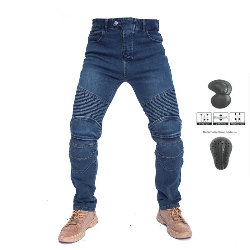 

Embroidery Motorcycle Leisure Motorcycle Men's Outdoor Summer Riding Jeans Motorpoof Jeans With Protect Gears