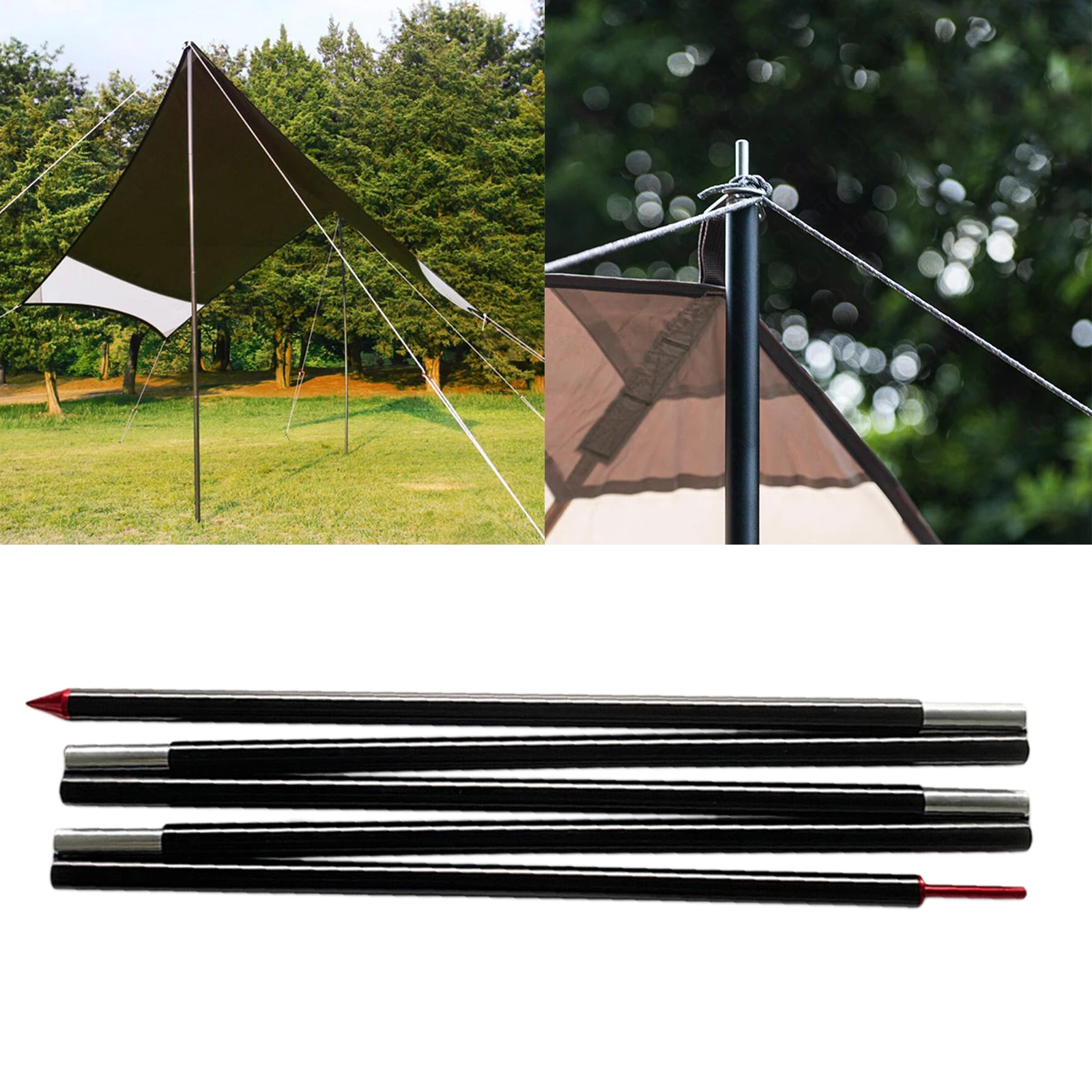 

Outdoor Tent Poles Adjustable Tarp Pole Rod Tent Aluminium for Camping 220cm AU