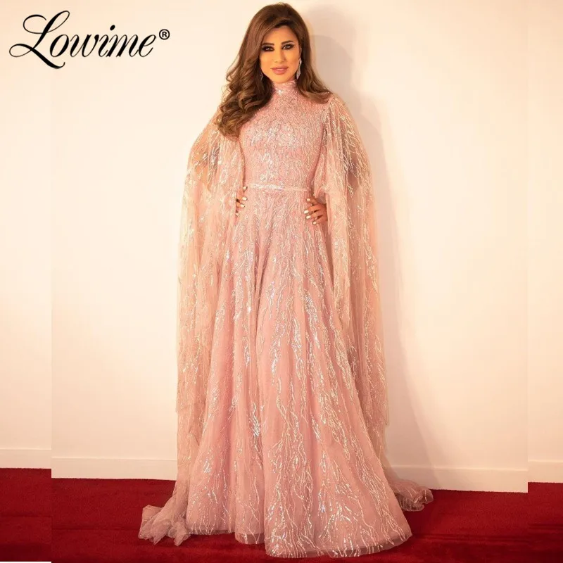 Розовые пышные вечерние платья с длинным рукавом турецкие исламские женские