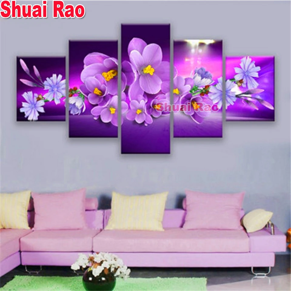

Orchid Flower diamond painting 5 panel diamond embroidery full round square drill 5d diy mosaic puzzle 3d cross stitch set,
