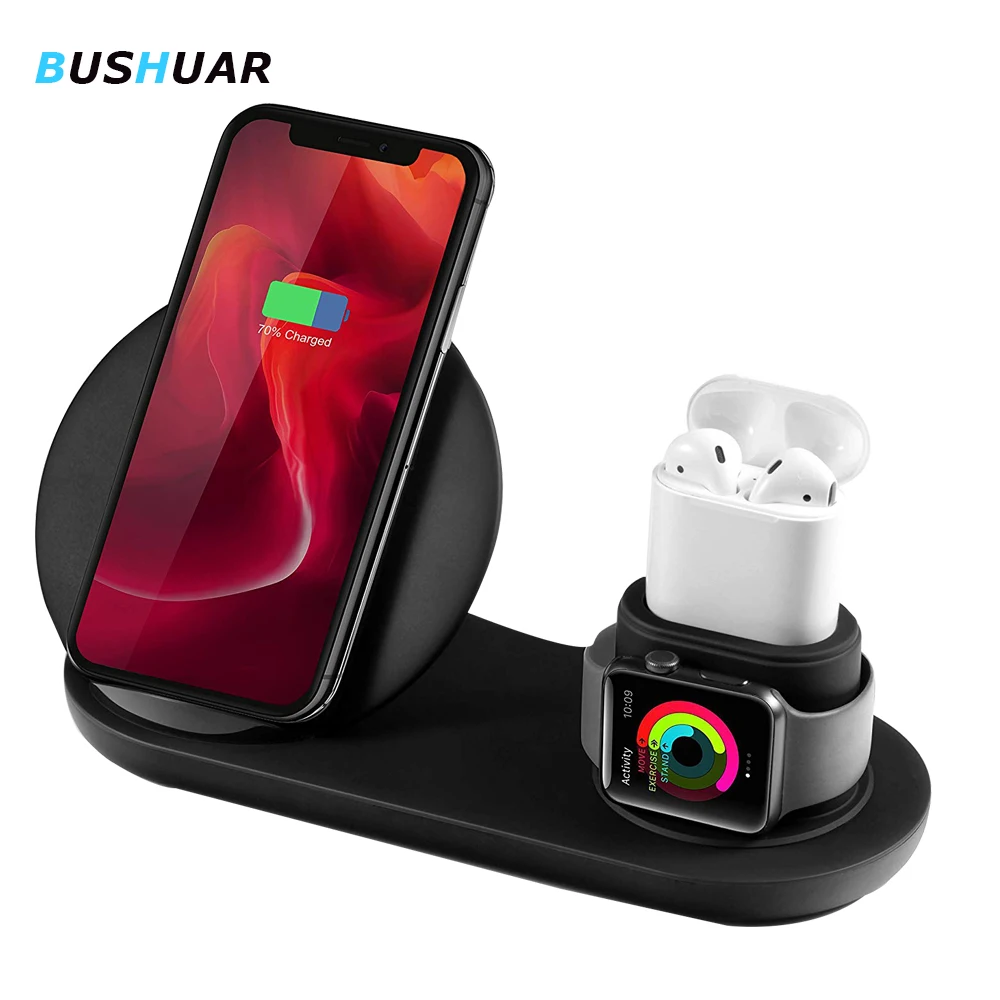 3 в 1 Быстрое беспроводное зарядное устройство для Apple Watch Series 1 2 3 4 samsung S10 QI Беспроводное зарядное устройство док-станция для iPhone XR XS MAX 8 Airpods