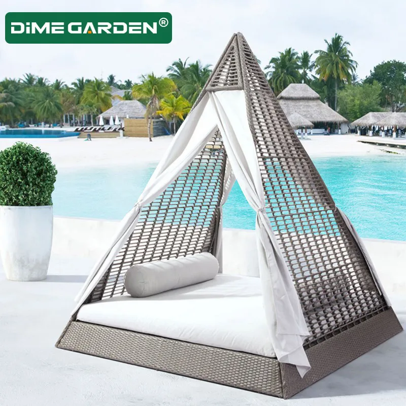 

Outdoor lying bed outdoor garden leisure circle bed hotel terrace garden club, swimming pool indoor rattan sofa bed