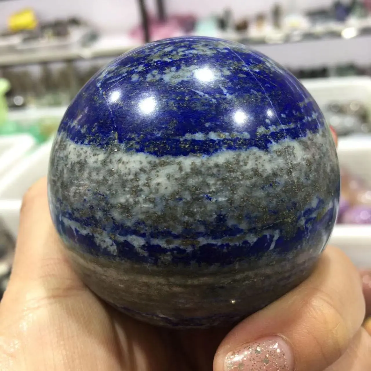 

70mm Natural Lapis Lazuli Stone Ball Blue Quartz Crystal Sphere Stone Healing Decor Natural Stones and Minerals