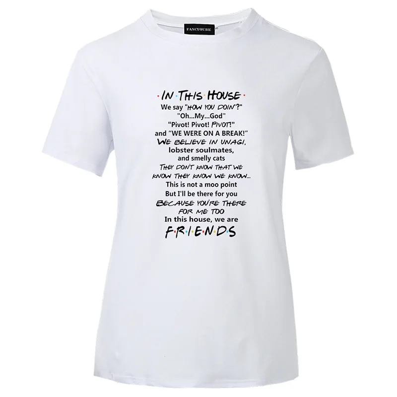 W22334WT Футболка с готическим рисунком Friends Tee Harajuku женская футболка с буквенным принтом с коротким рукавом и круглым вырезом Женские топы - Цвет: W22334WT