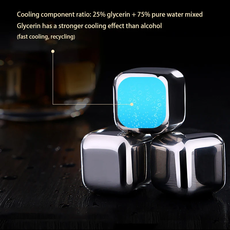 Кубики из нержавеющей стали для охлаждения виски многоразовые охлаждающие камни