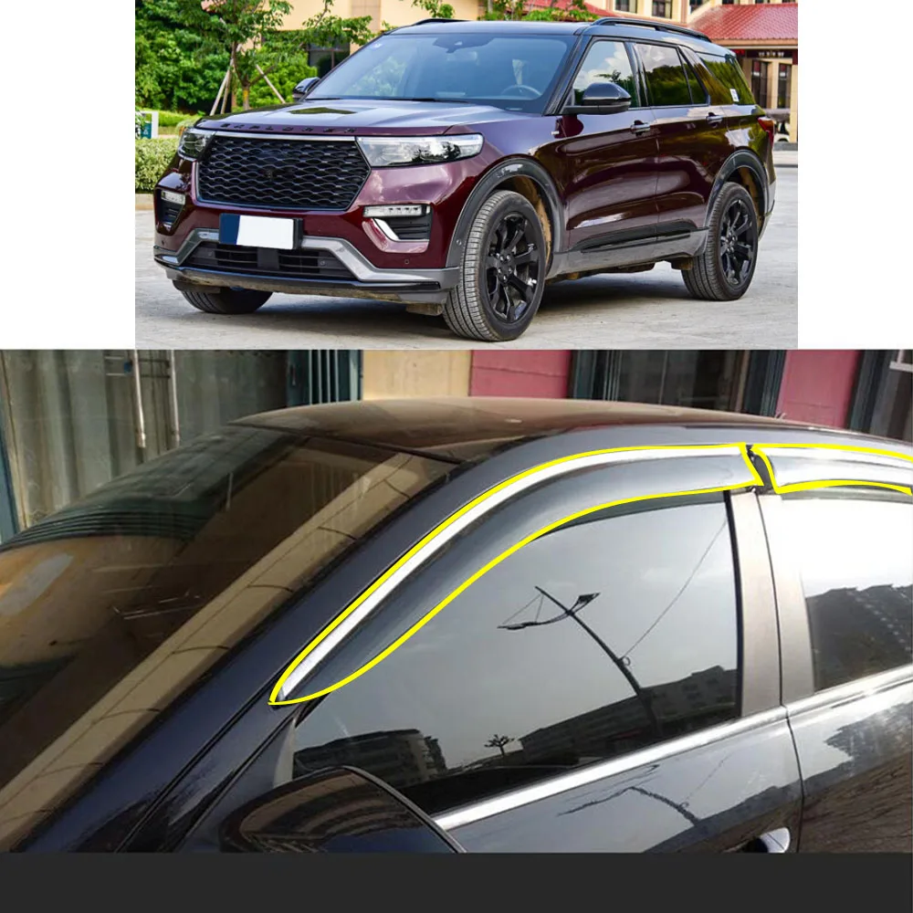 

Стикер для кузова автомобиля, пластиковое окно, стекло, ветрозащитный козырек, защита от дождя/солнца, запчасти для Ford Explorer 2020 2021 2022