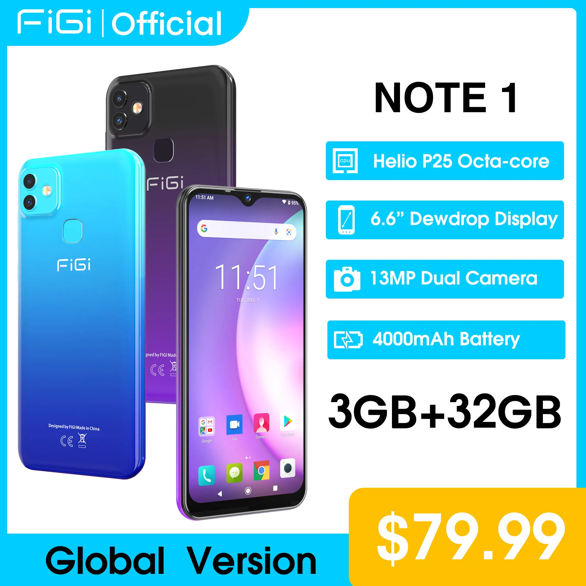 

[Телефон] FIGI Note 1 телефон с экраном 6,6 дюйма, 4000 мАч, восьмиядерным процессором MTK Helio P25, ОЗУ 3 ГБ, ПЗУ 32 ГБ, двойной камерой 13 МП