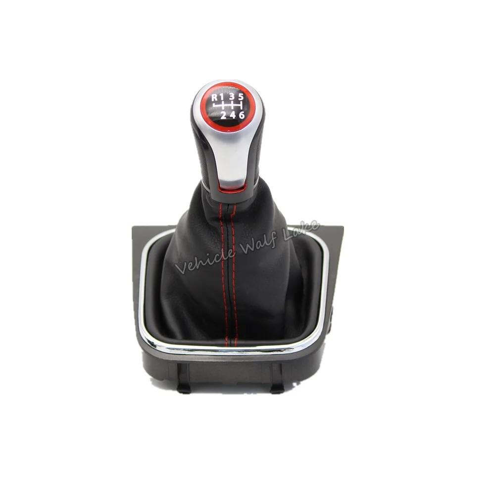 Серебристый Для VW Golf 5 V MK5 R32 GTI gtd 2004 2005 2006 2007 2008 2009 автомобилей Stying 5 Скорость Автомобильная липучка Шестерни ручка переключения с кожаный ботинок - Название цвета: Серебристый