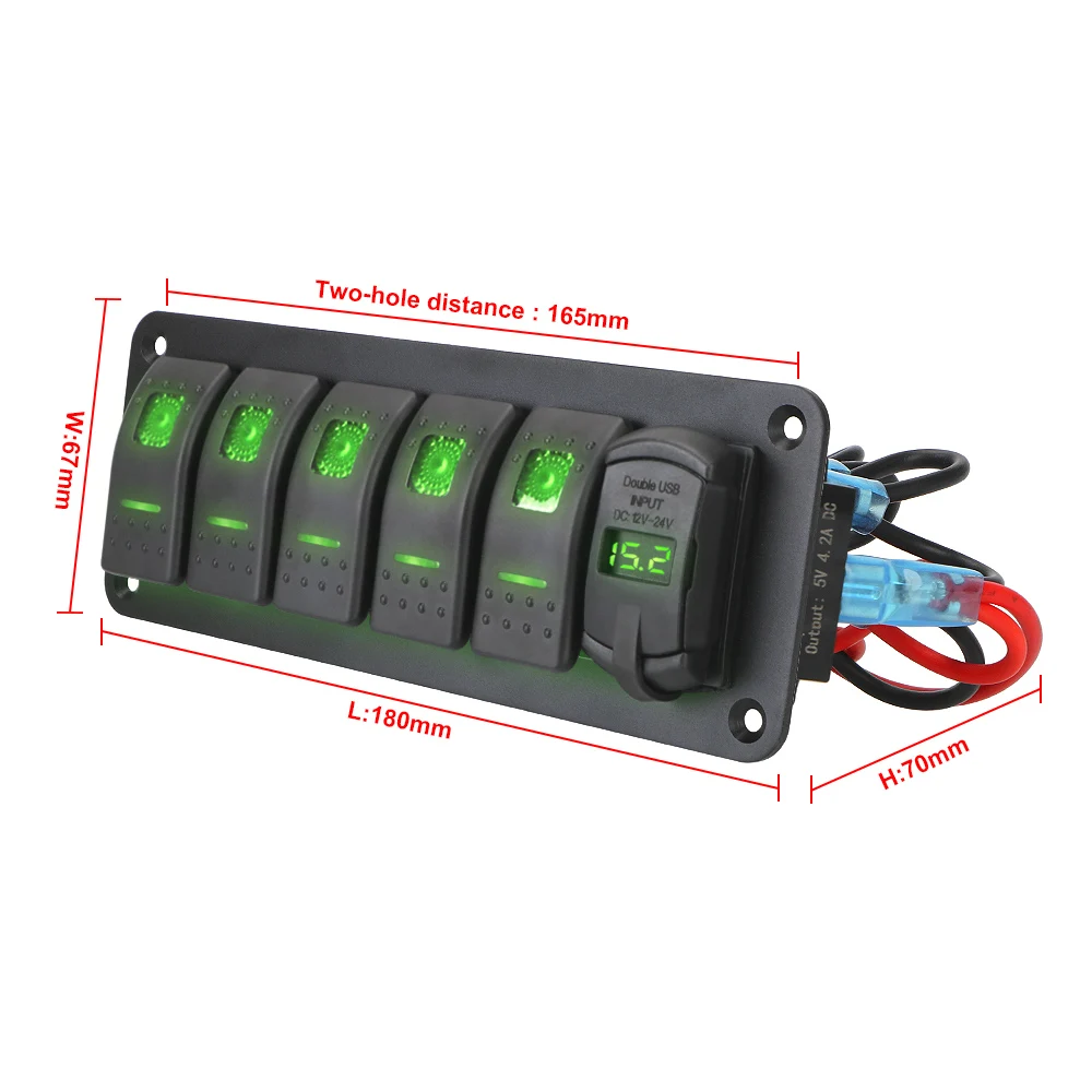 Выходная расческа 12-24 В 4 2 А двойной USB-порт цифровой дисплей напряжения для