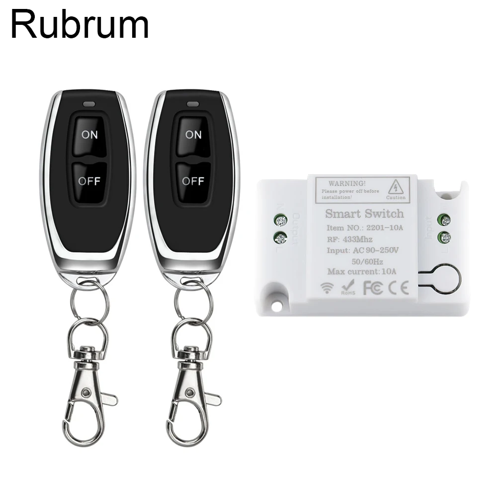 

Rubrum Wireless Remote Control Switch AC 110V 220V 1CH Receiver Module and RF Remote Control On/Off Button For Smart Home Light