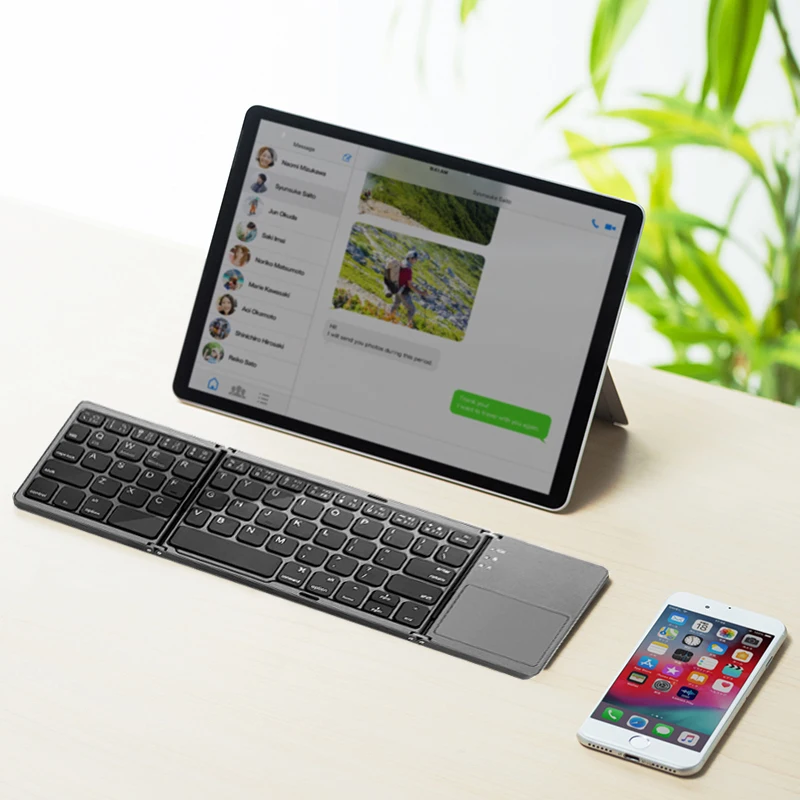 

Беспроводная складная Bluetooth клавиатура для компьютера, мини-клавиатура, маленькая ультратонкая Складная портативная Офисная Клавиатура дл...