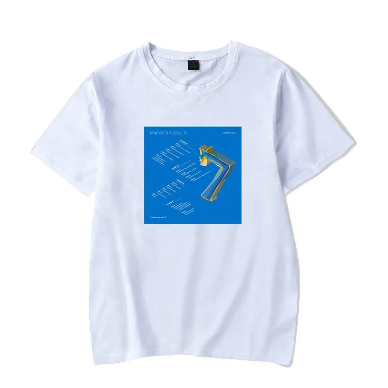 Модная белая футболка Bangtan Kpop альбом карта души 7 дюймов с коротким рукавом черная