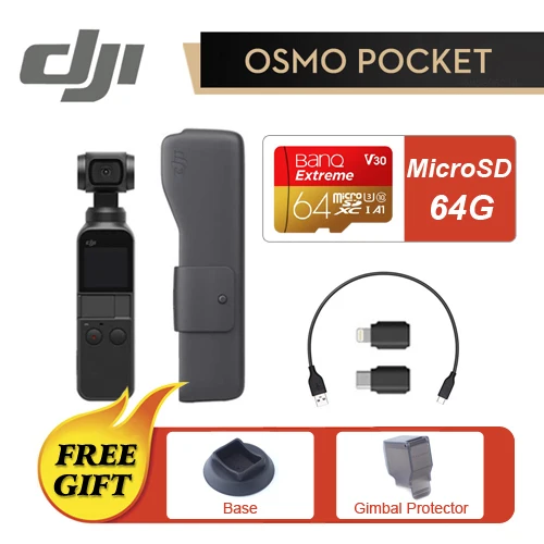 DJI Osmo карман 3-осевая стабилизированная ручной Камера с 4K 60fps видео Механическая стабилизация интеллигентая(ый) съемки - Цвет: 64G Micro SD Set