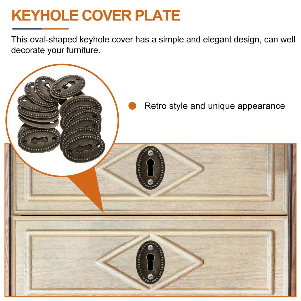 

20pcs Oval Antique Keyhole Cover Vintage Furniture Harewares for Cabinet Drawer