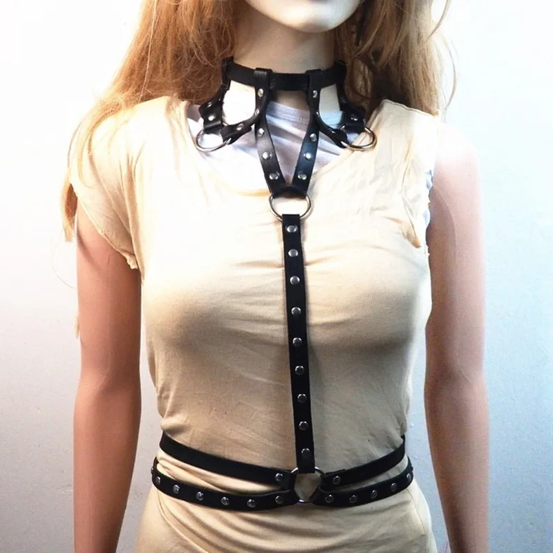 Женский кожаный ремень-чокер с металлическими заклепками | Украшения и