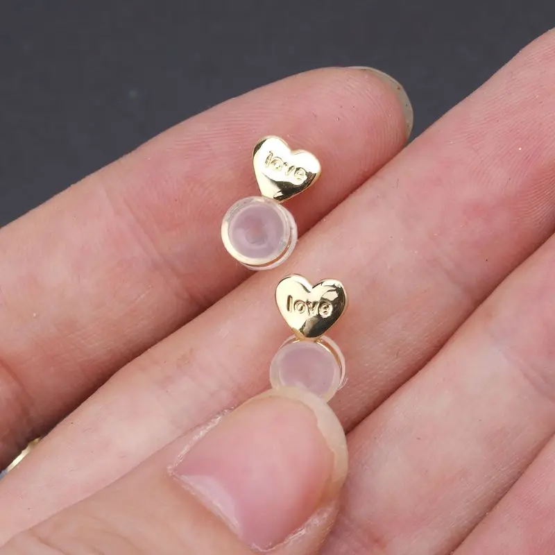 

10Pcs Heart Love Magic Earring Lifters Earring Lifts Backs Adjustable Hypoallergenic Earring Nuts Ear Lobe Support