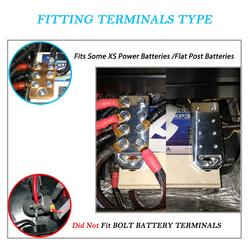 For XS Power Battery Terminals Kit M6 Aluminum Flat BOLT-USE-ONLY Positive Negative |